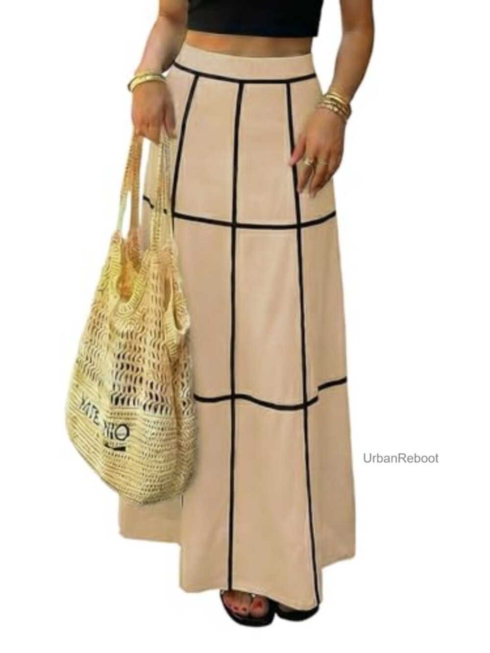 Maxi Skirt with Pockets, Faux Linen A-Line Long Skirt